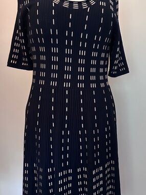 Roz & Ali Navy Open Knit Sweater Dress XL | Fit & Flare